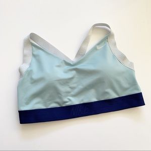 Nike Light Blue and Navy Strappy Back Sports Bra Padded